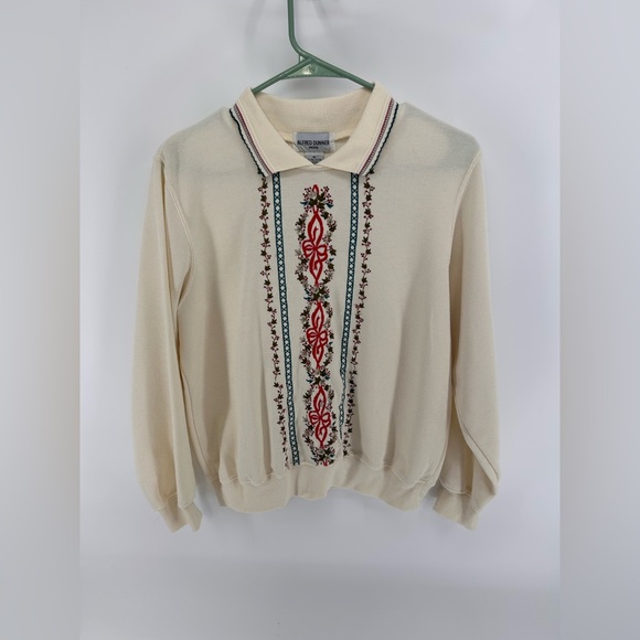 Alfred Dunner Sweaters - Vintage Alfred Dunner Cream Embroidered Sweater | M Petitie